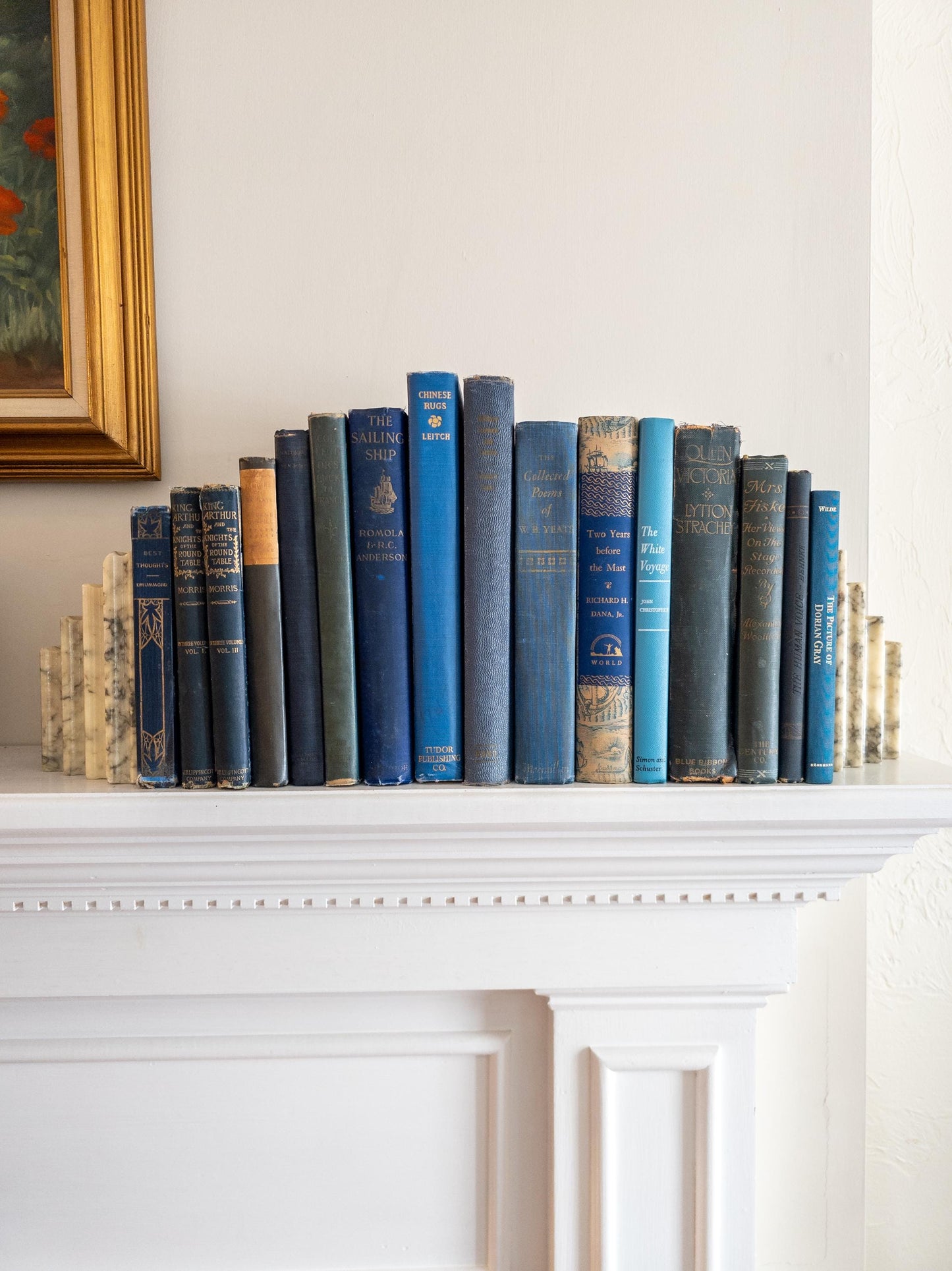 Vintage faded & worn hardcover books (Set of 16)- Blues