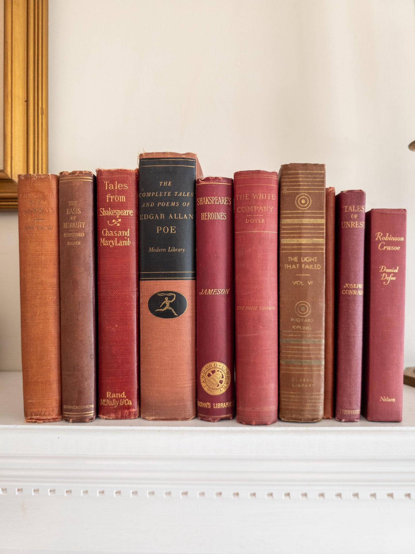 Vintage faded & worn hardcover books (Set of 10)- Light red