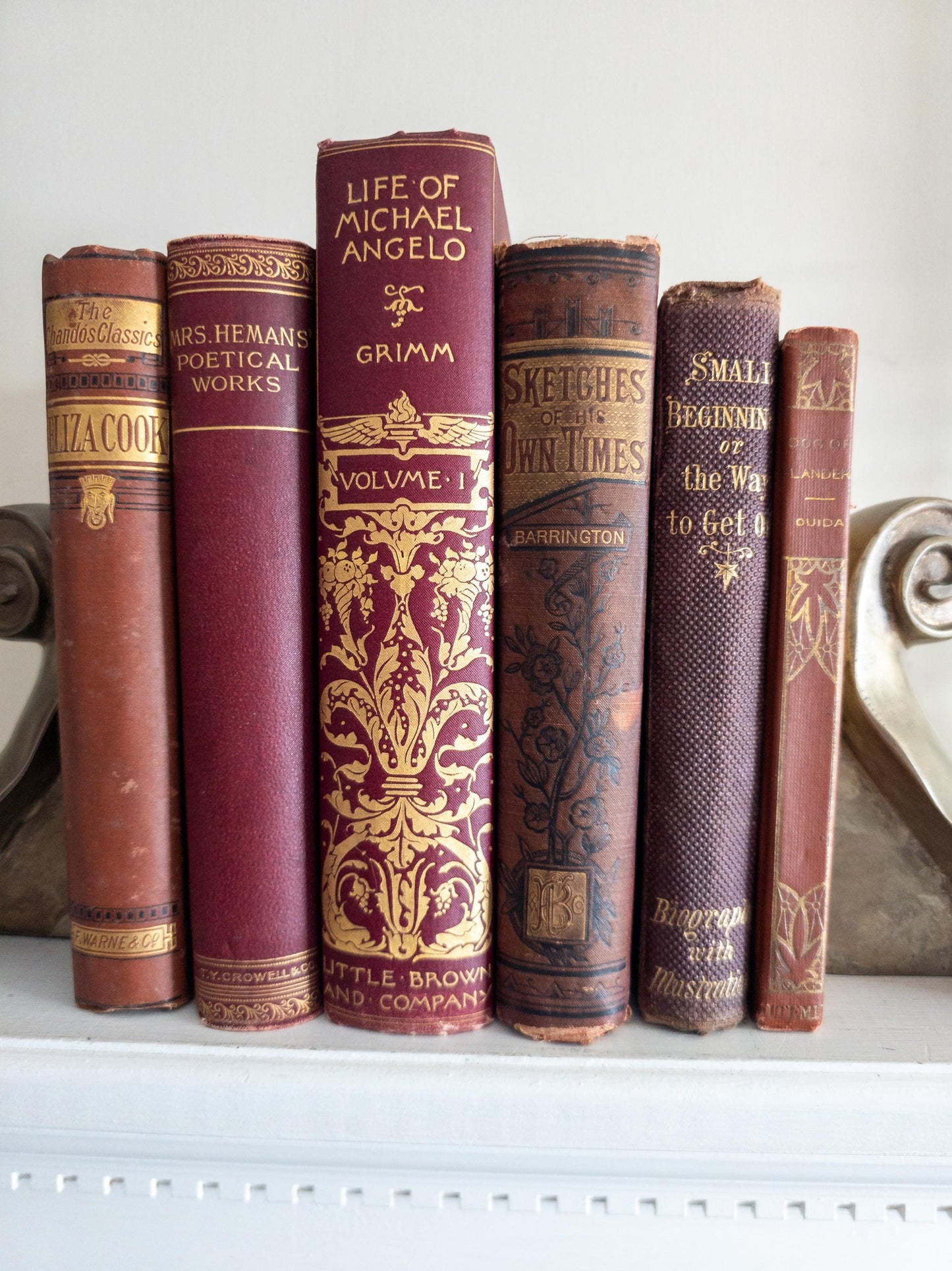 Red and gold antique books (Set of 6)