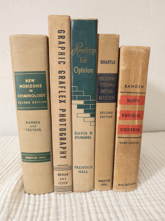 1950s vintage textbooks - science books, criminology, photography