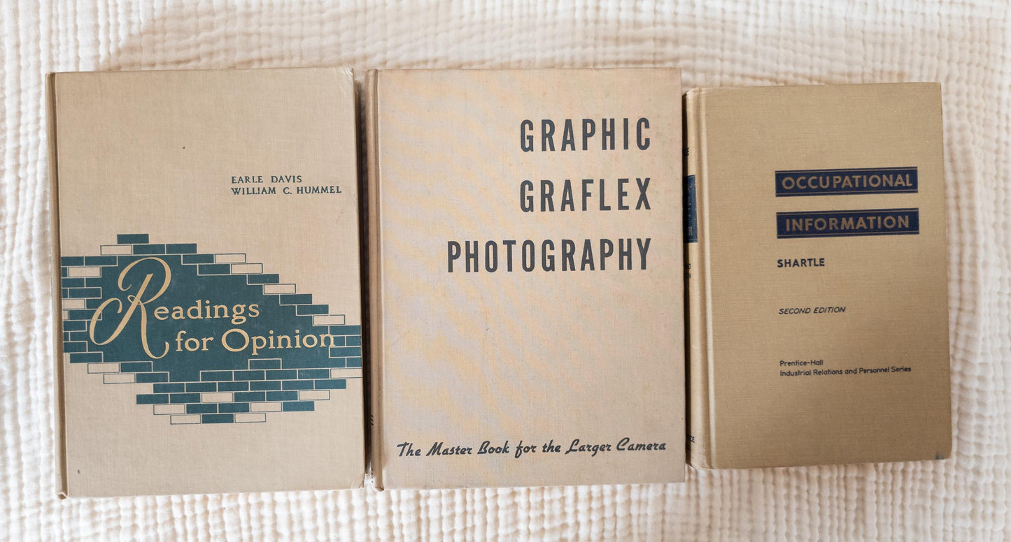 1950s vintage textbooks - science books, criminology, photography