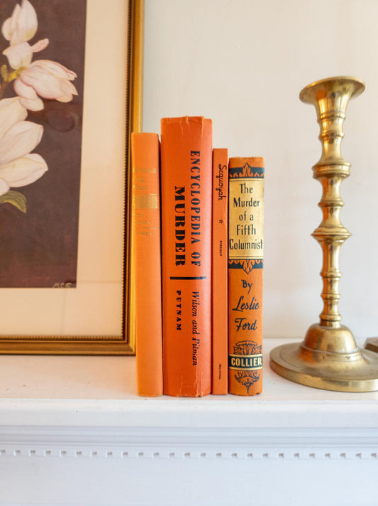 Orange Vintage Book Bundle -Bright colored home decor