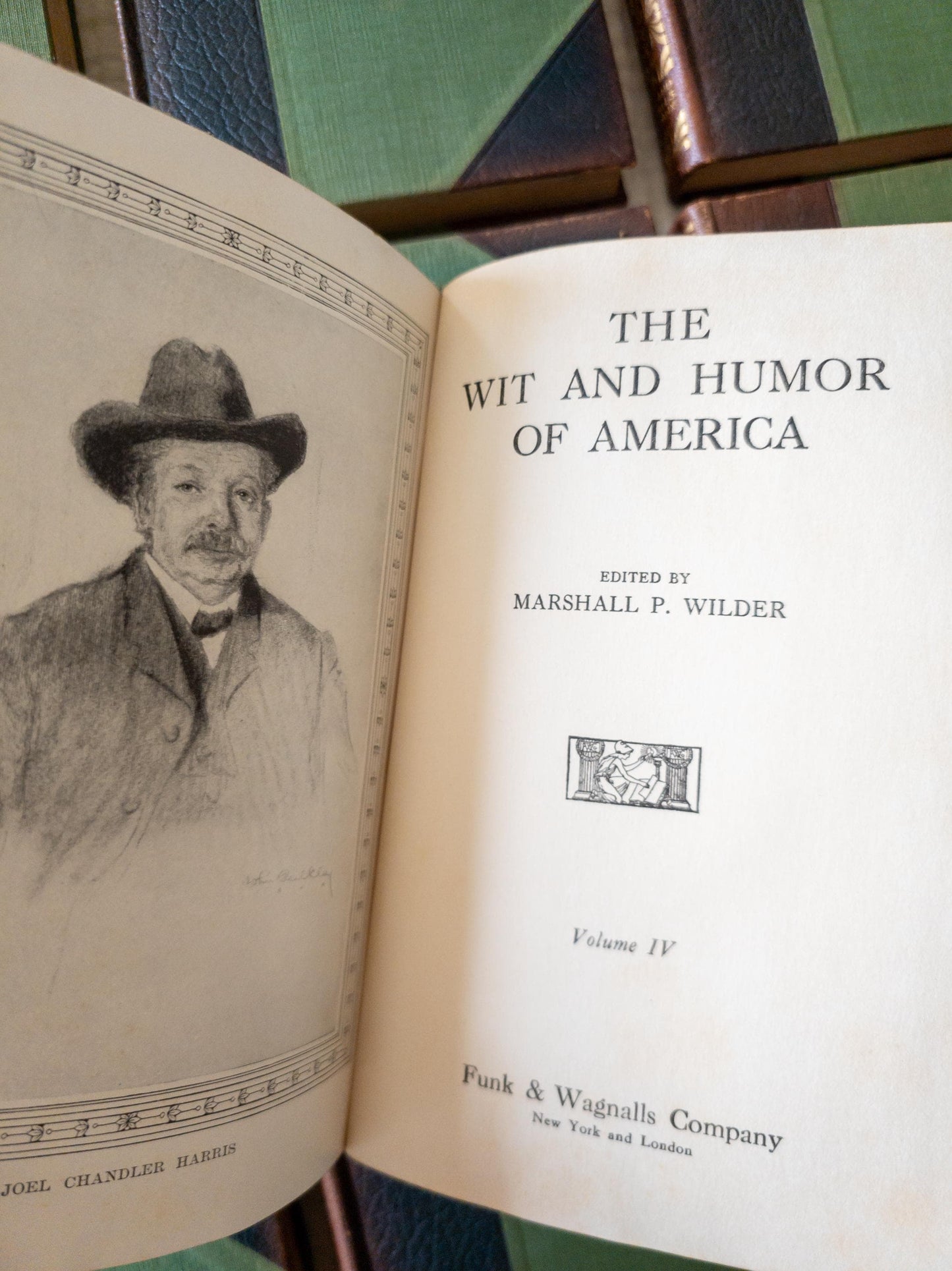 The Wit and Humor of America - antique leather book set