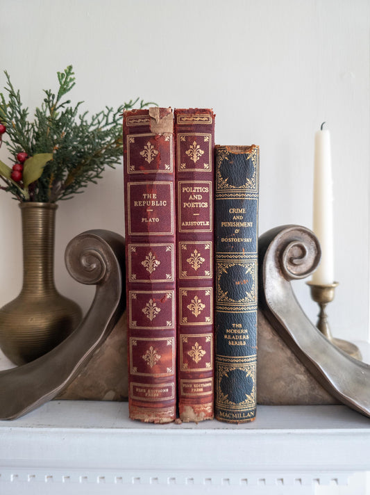 Vintage Red & Green Books - Christmas Decor Props