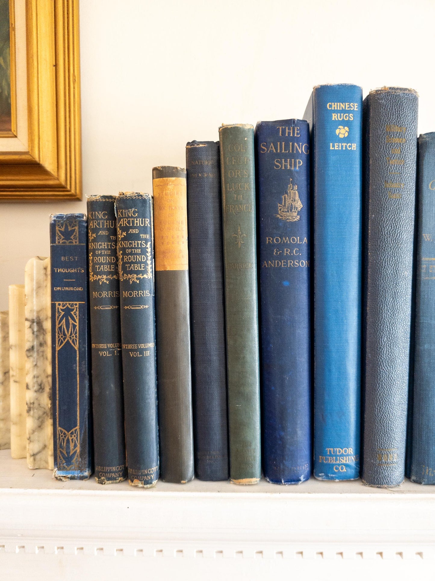 Vintage faded & worn hardcover books (Set of 16)- Blues