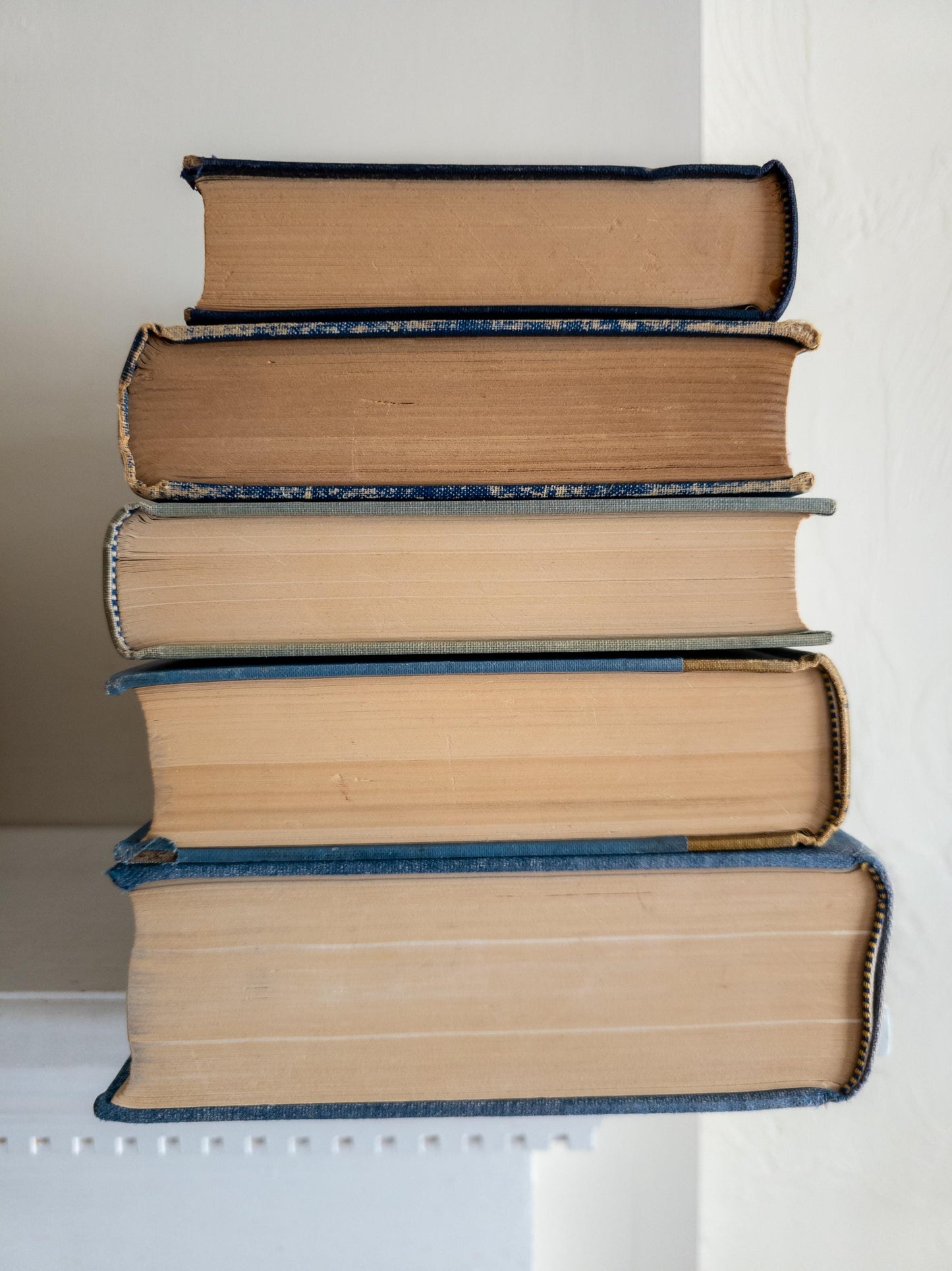 Blue and Gold antique and vintage book stack - set of 6