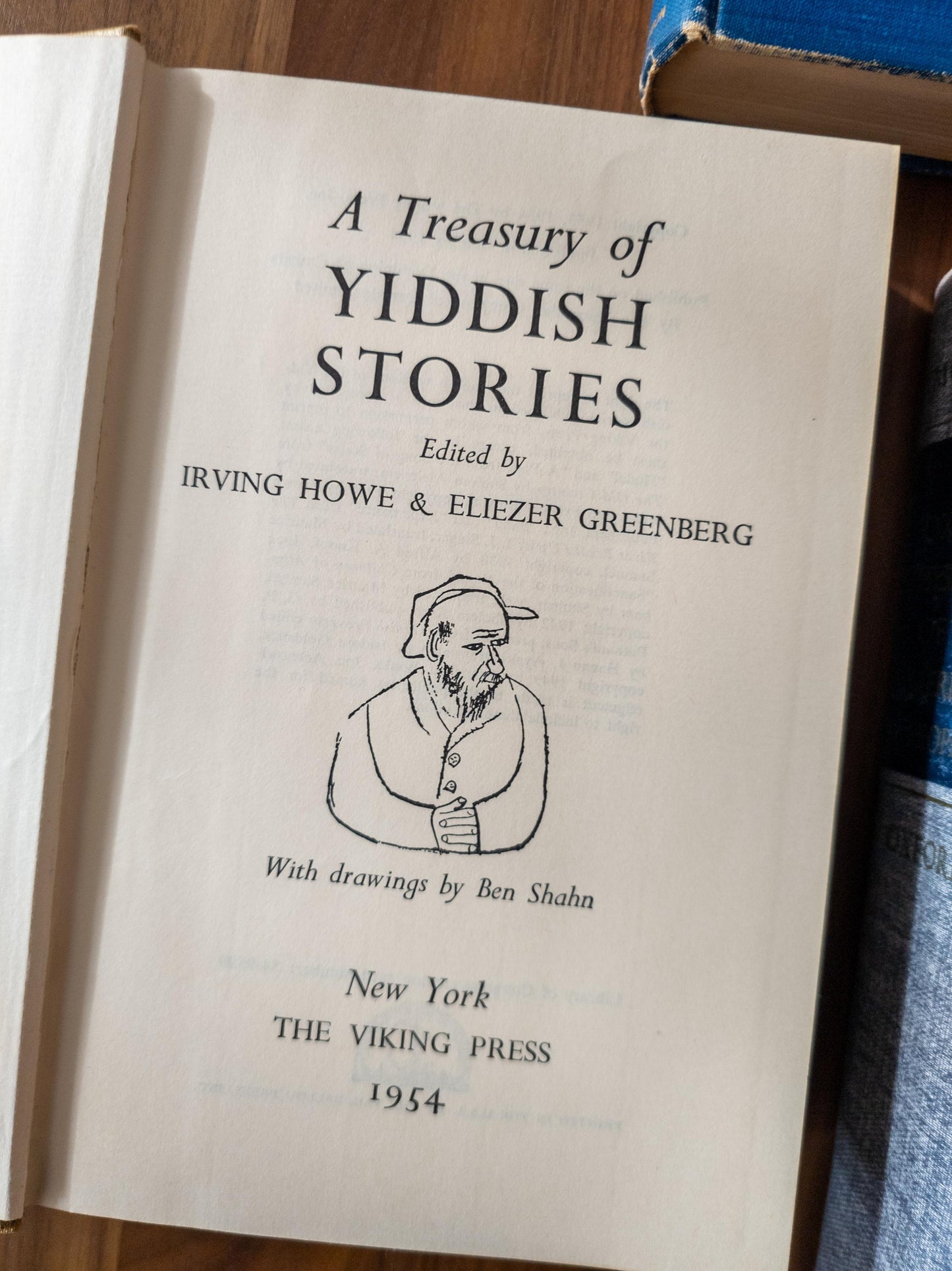 Blue and Gold antique and vintage book stack - set of 6