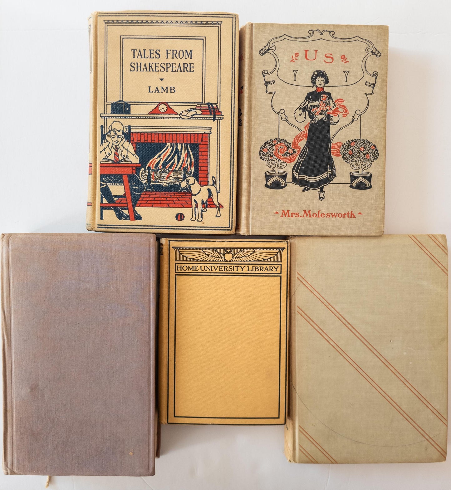 Vintage tan red & black vintage books