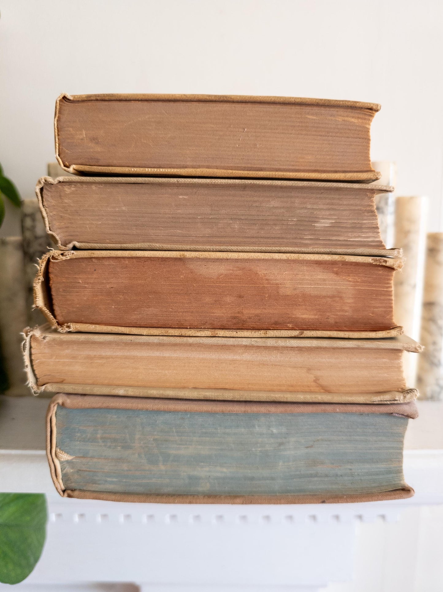 Vintage tan red & black vintage books