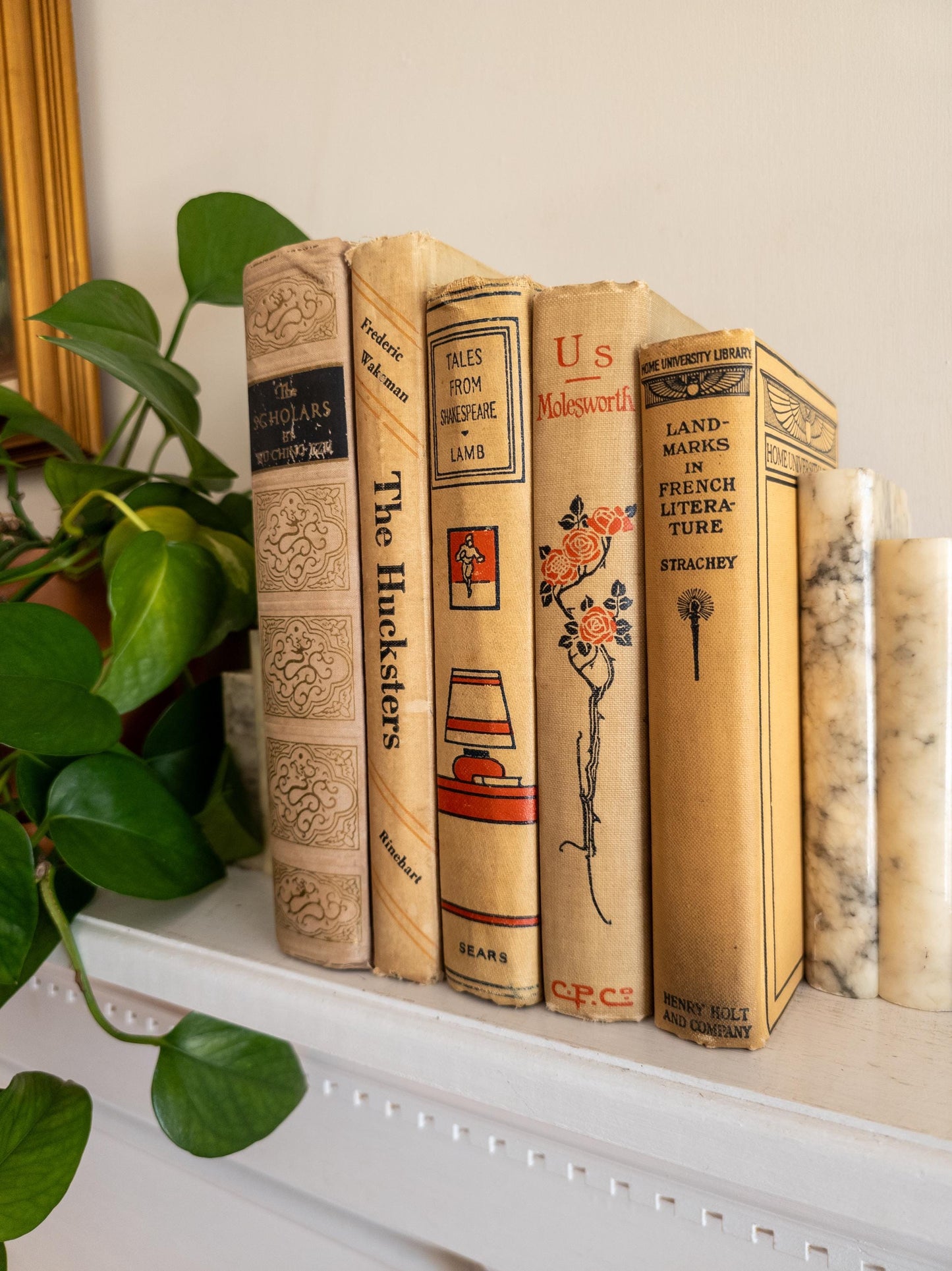 Vintage tan red & black vintage books