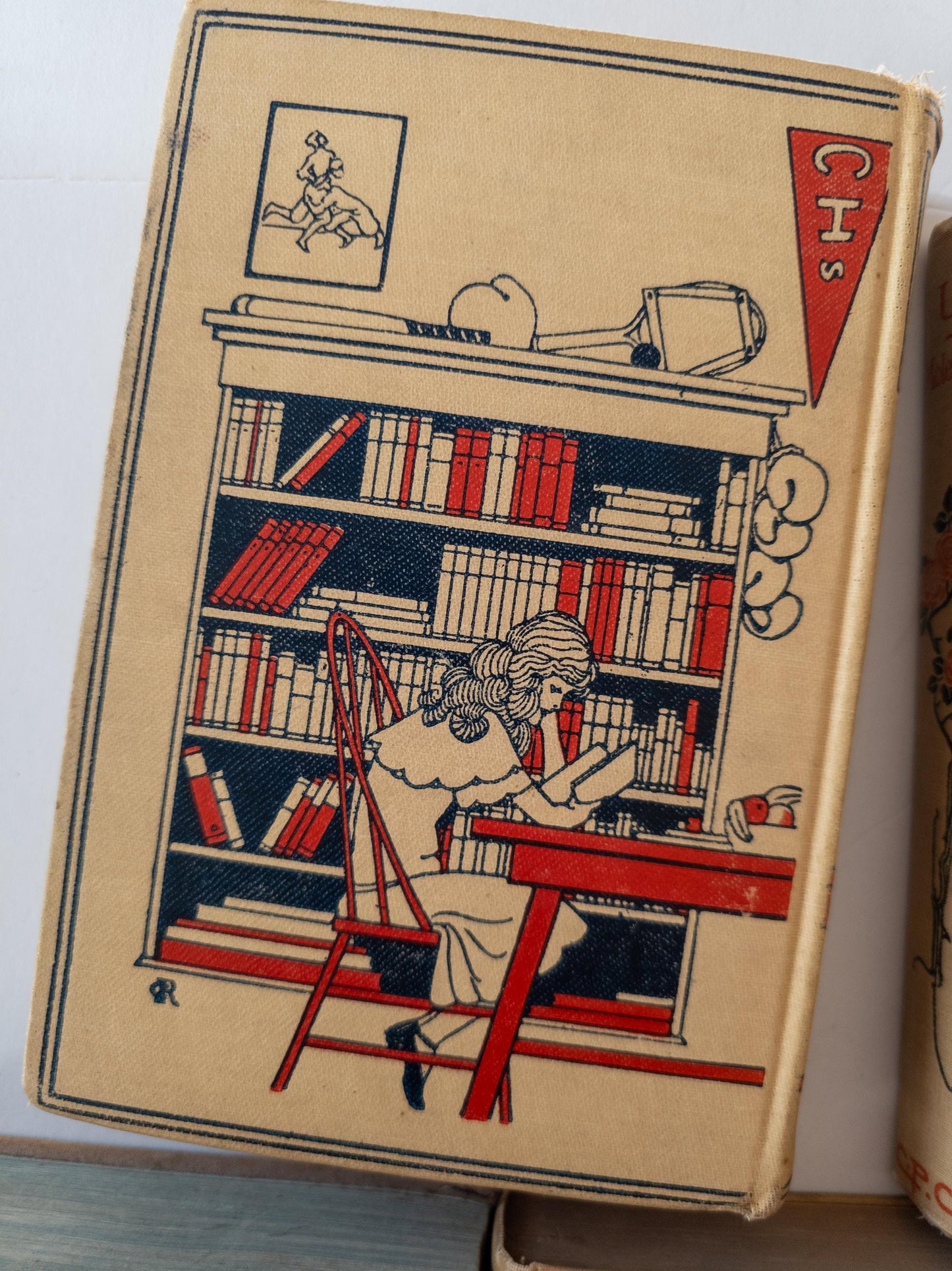 Vintage tan red & black vintage books