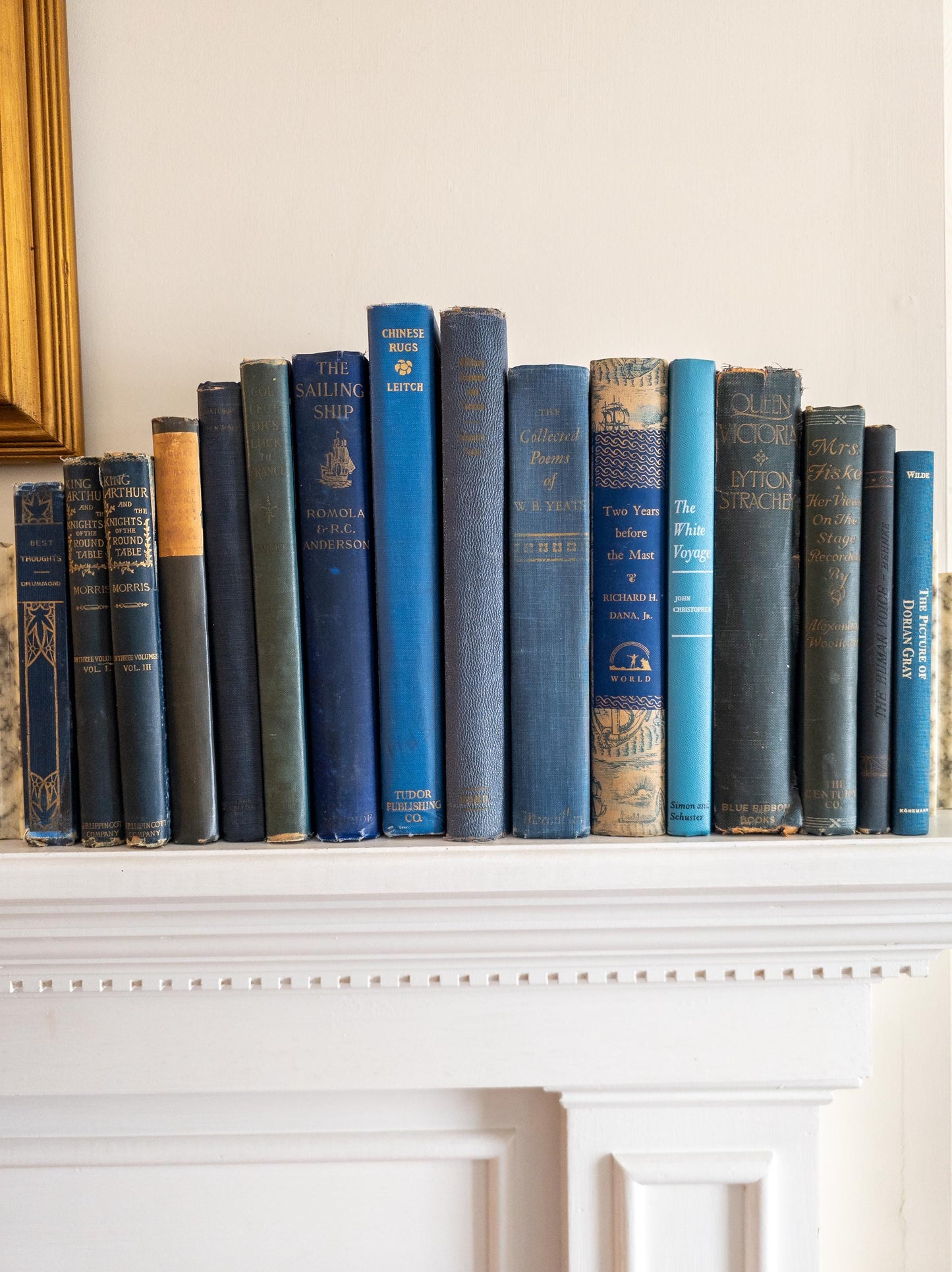 Vintage faded & worn hardcover books (Set of 16)- Blues