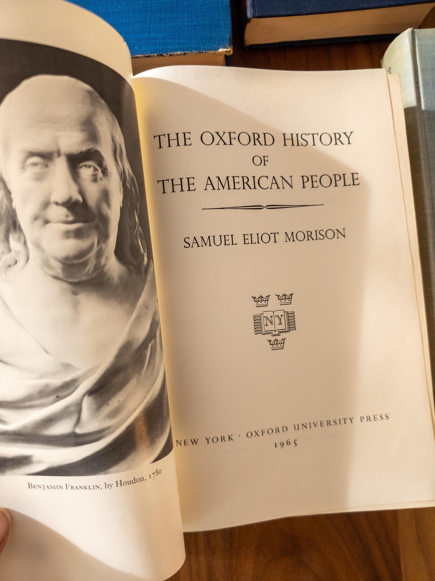 Blue and Gold antique and vintage book stack - set of 6