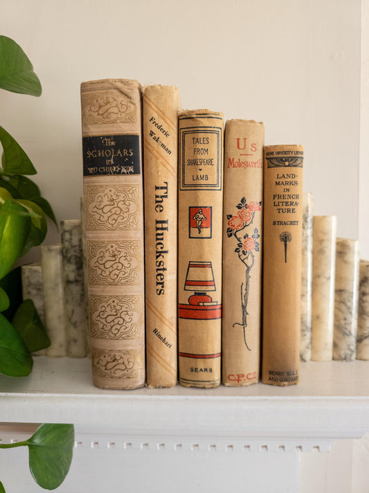 Vintage tan red & black vintage books