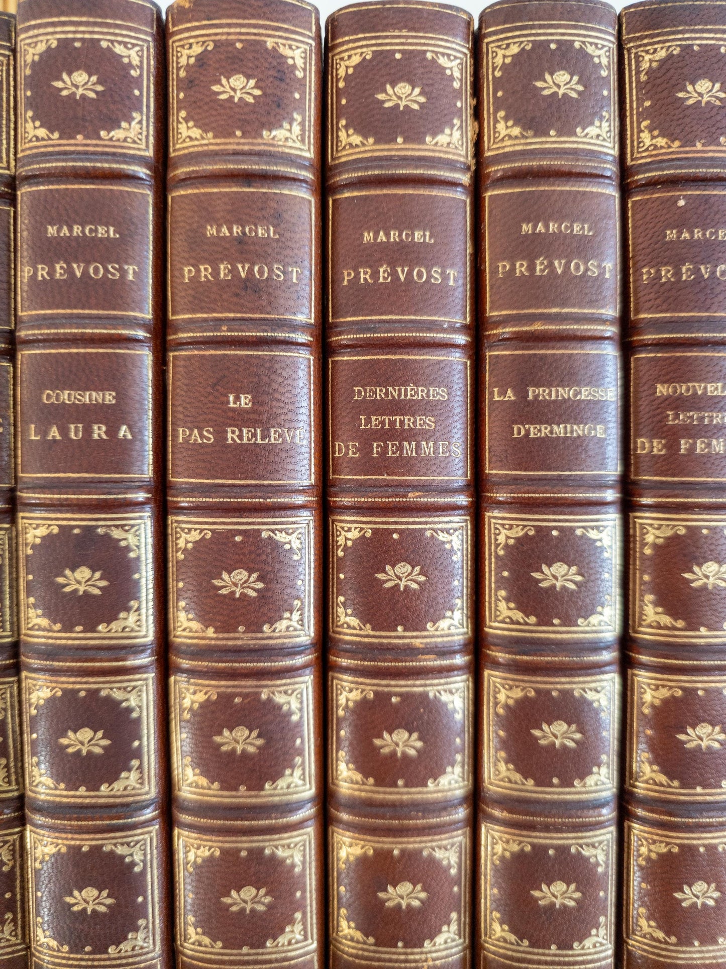 Marcel Prevost Novels - antique leatherbound books