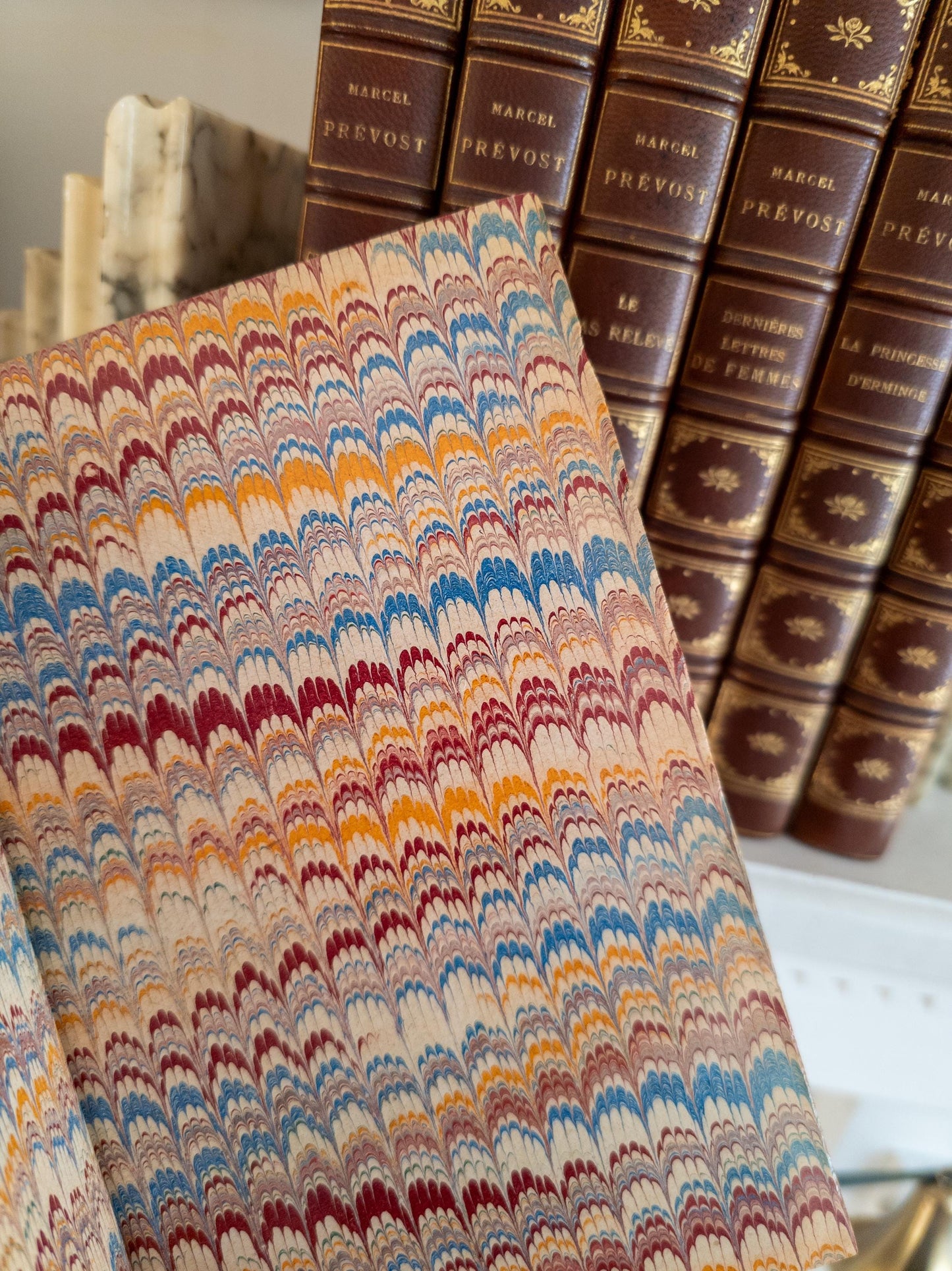 Marcel Prevost Novels - antique leatherbound books