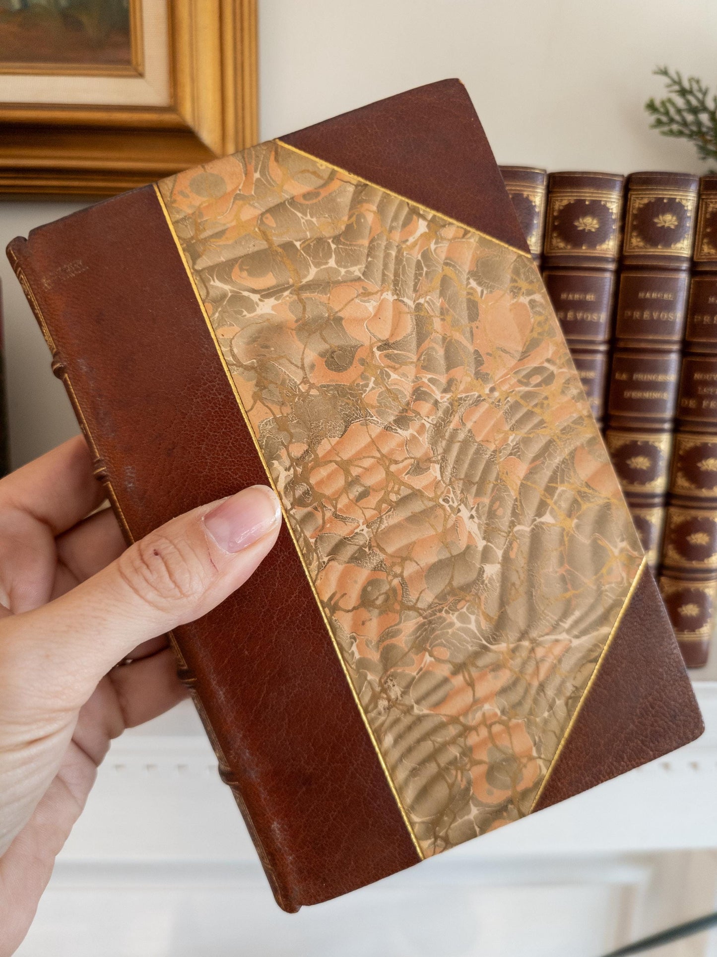 Marcel Prevost Novels - antique leatherbound books