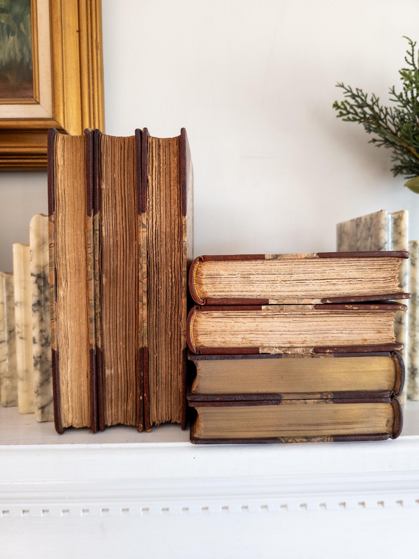 Marcel Prevost Novels - antique leatherbound books