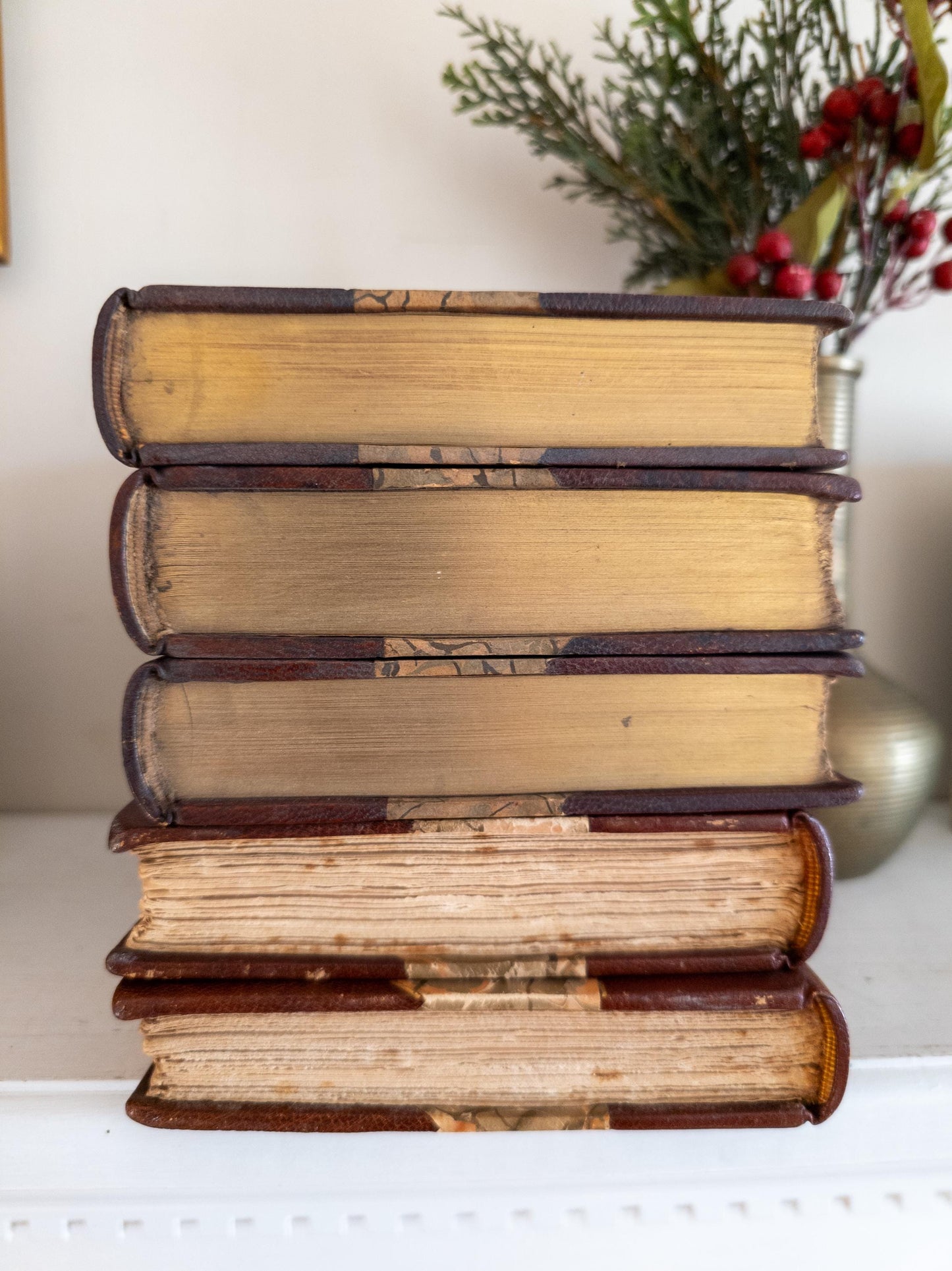 Marcel Prevost Novels - antique leatherbound books