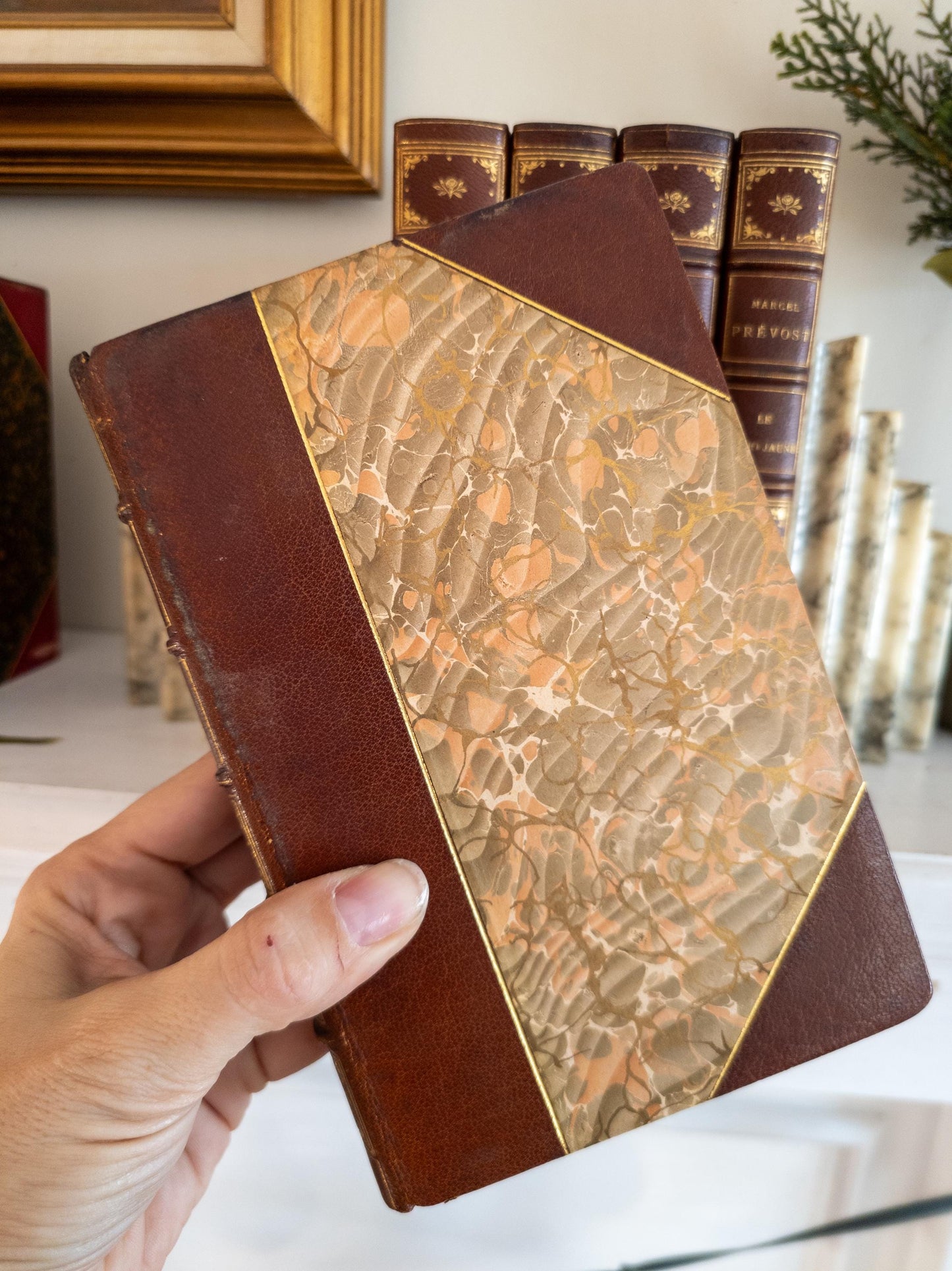 Marcel Prevost Novels - antique leatherbound books