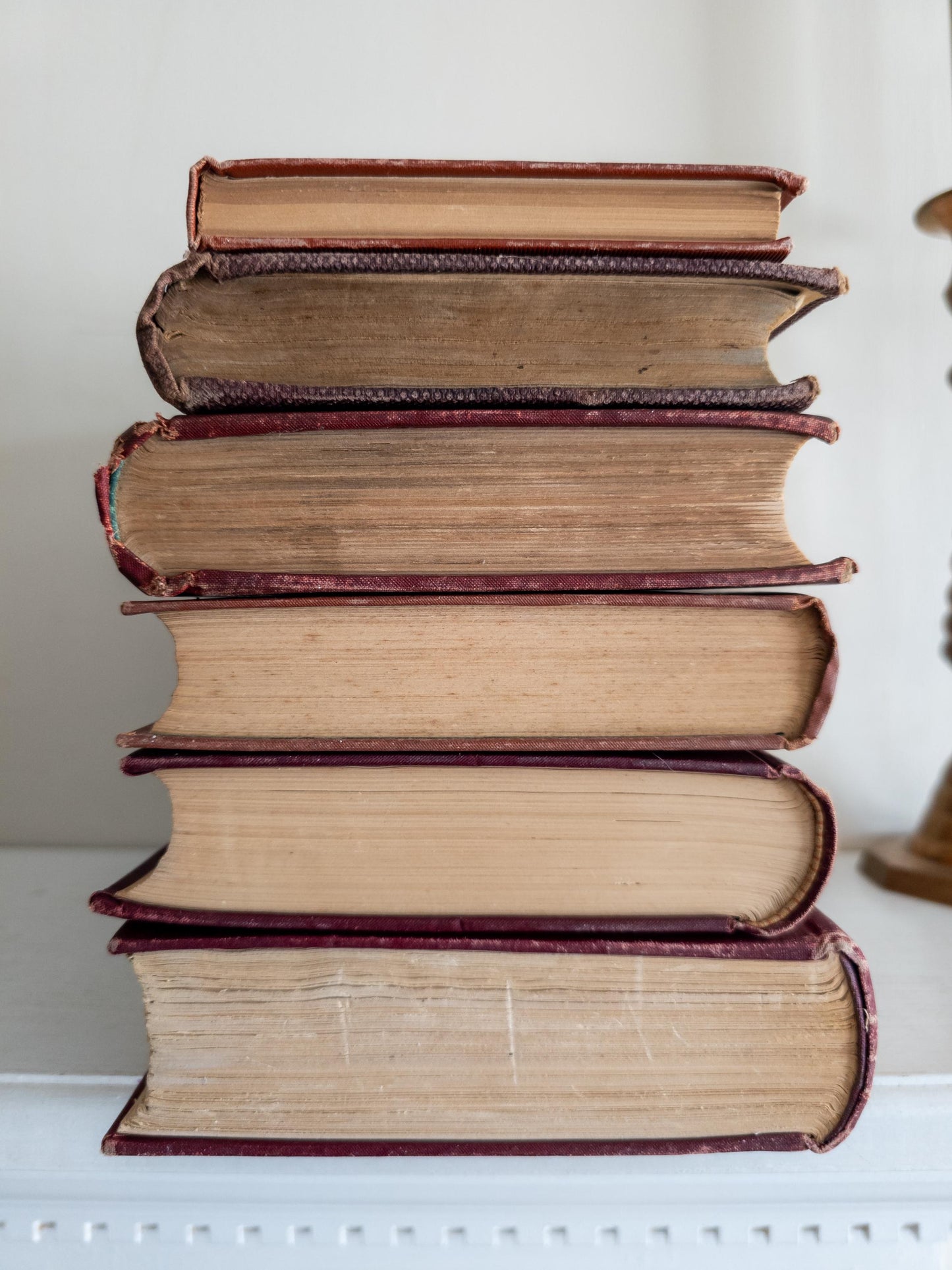 Red and gold antique books (Set of 6)