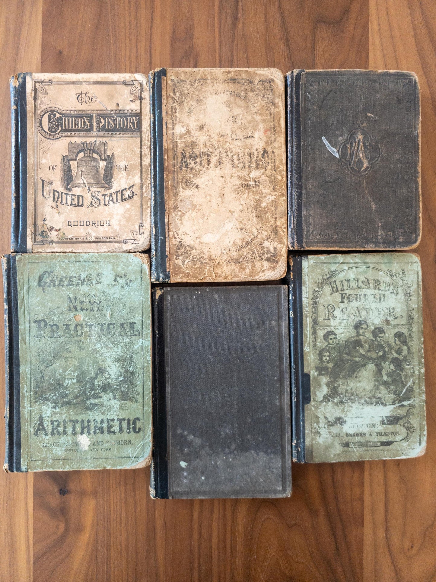 Antique black school books 1860s-1880s