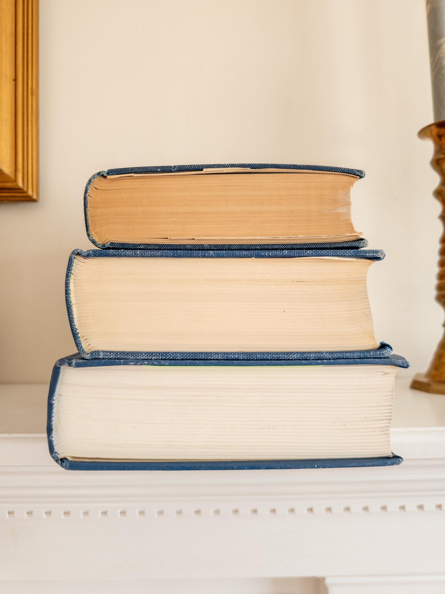 Blue vintage book stack - set of 3