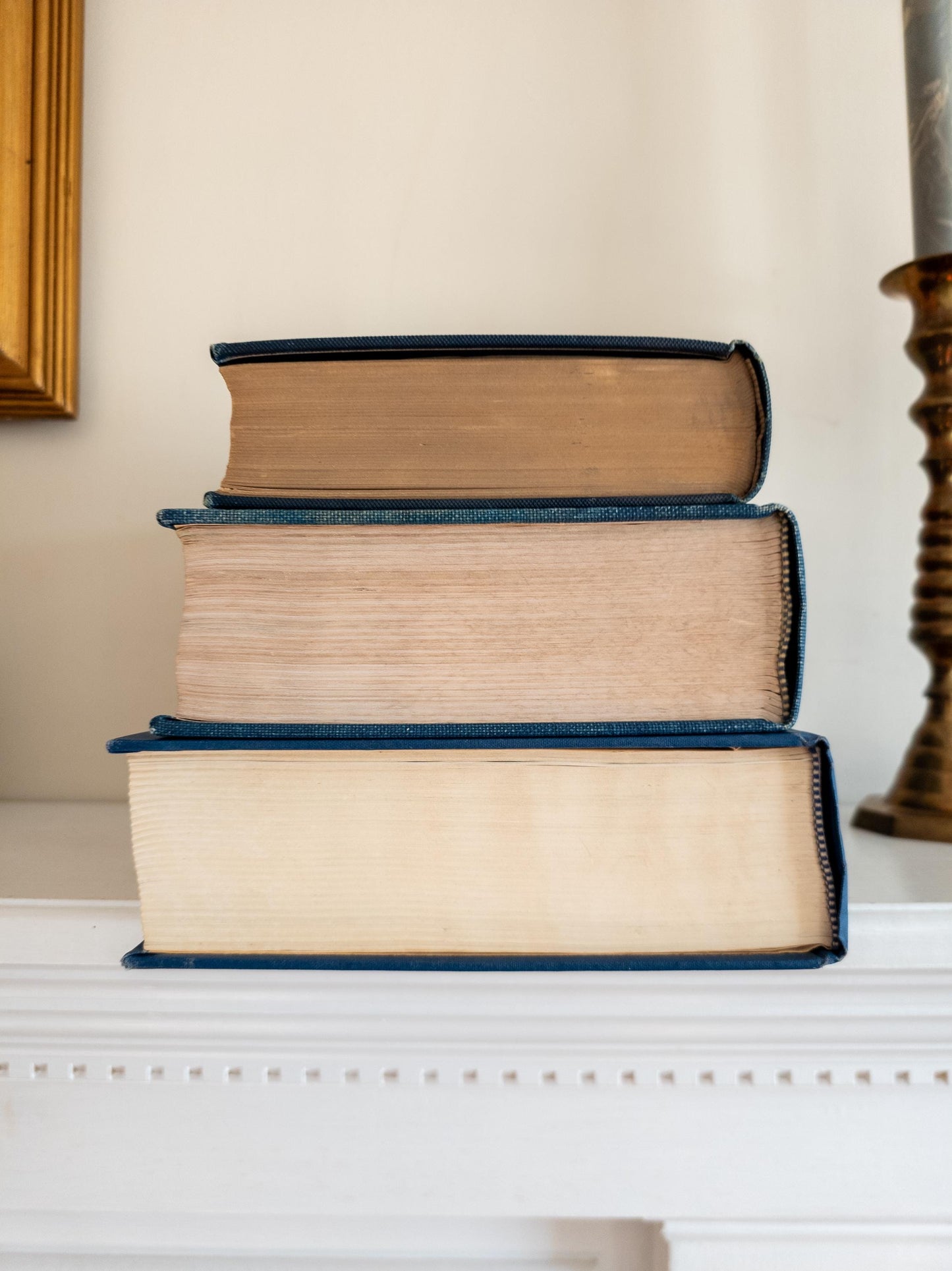 Blue vintage book stack - set of 3
