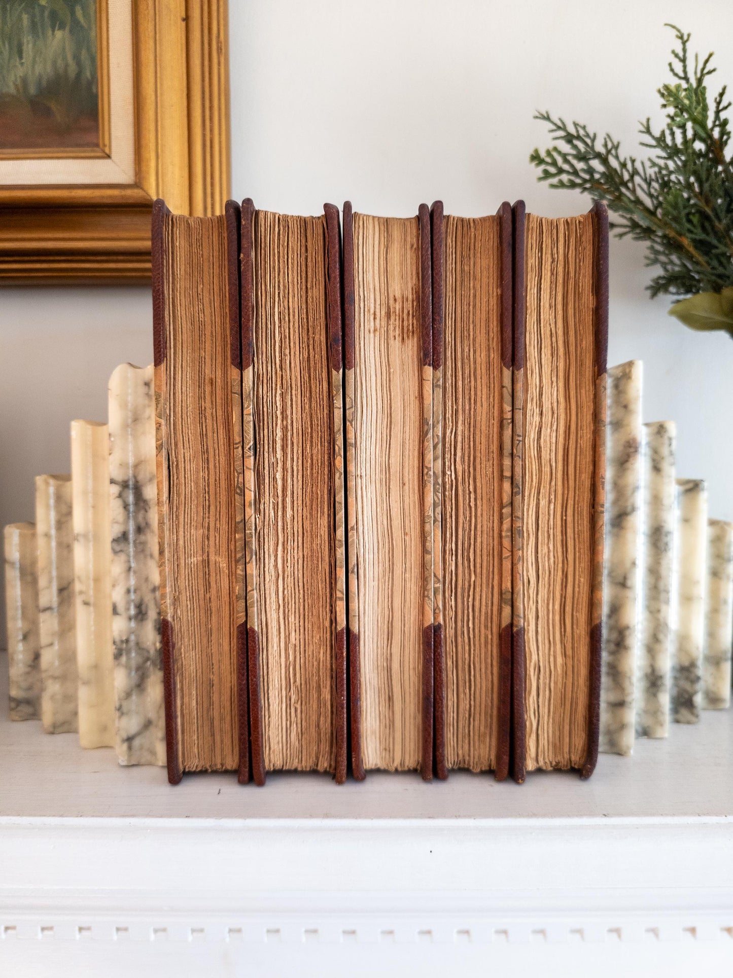 Marcel Prevost Novels - antique leatherbound books