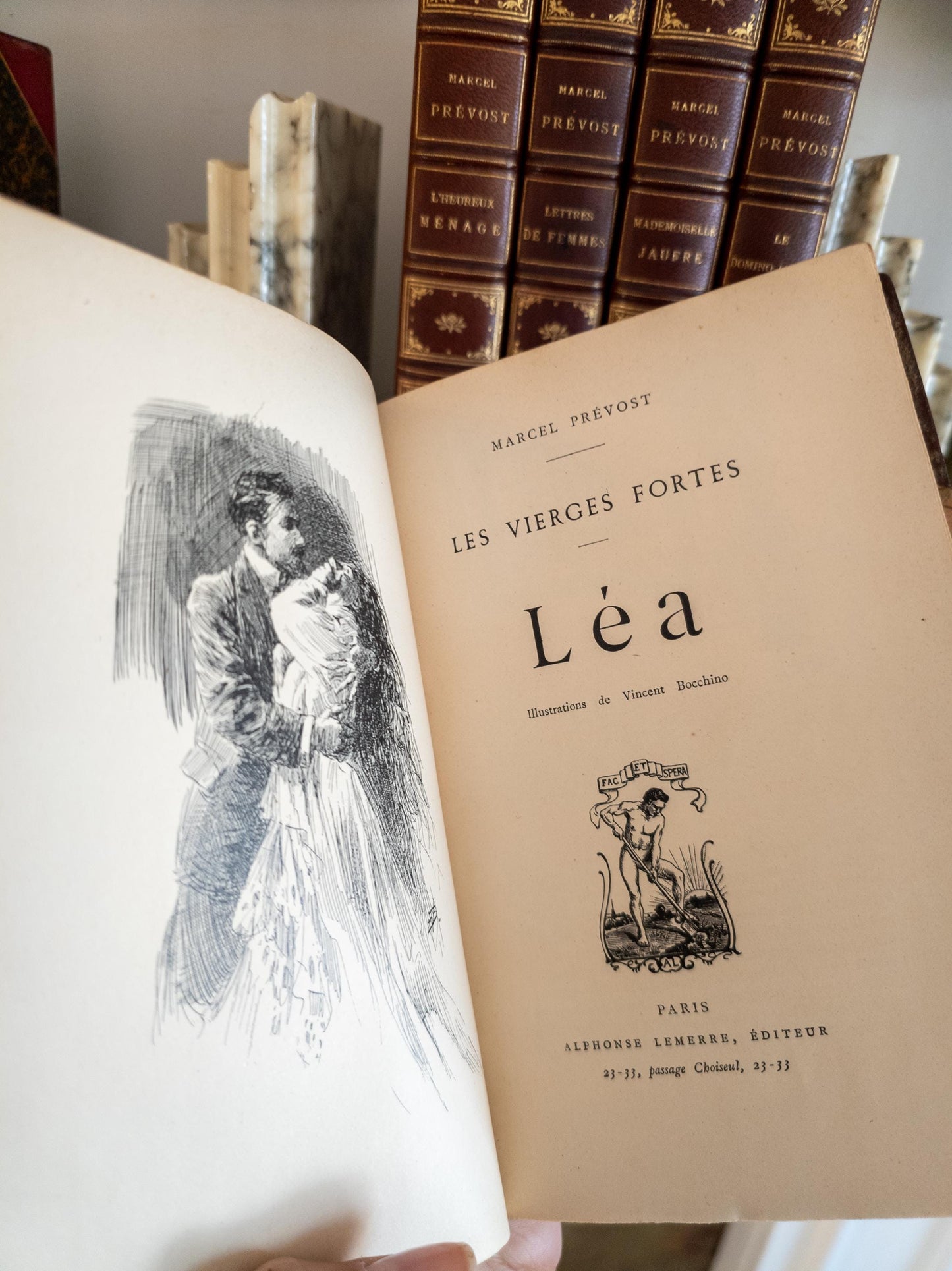 Marcel Prevost Novels - antique leatherbound books