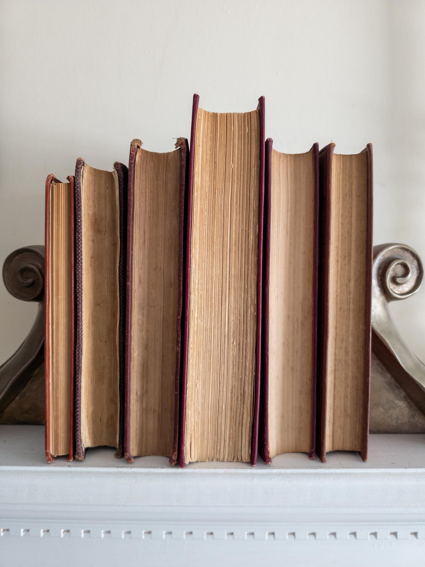 Red and gold antique books (Set of 6)