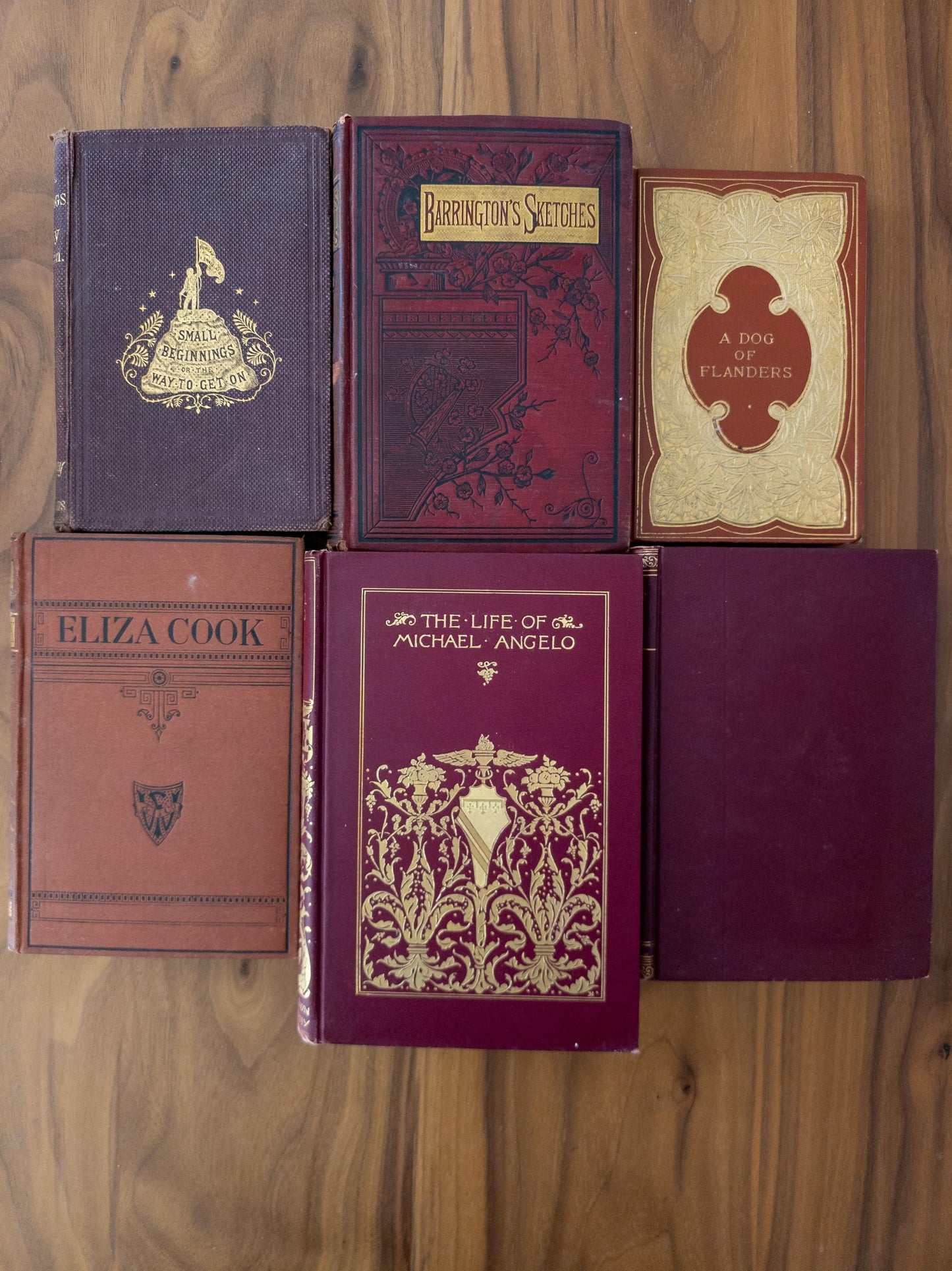 Red and gold antique books (Set of 6)