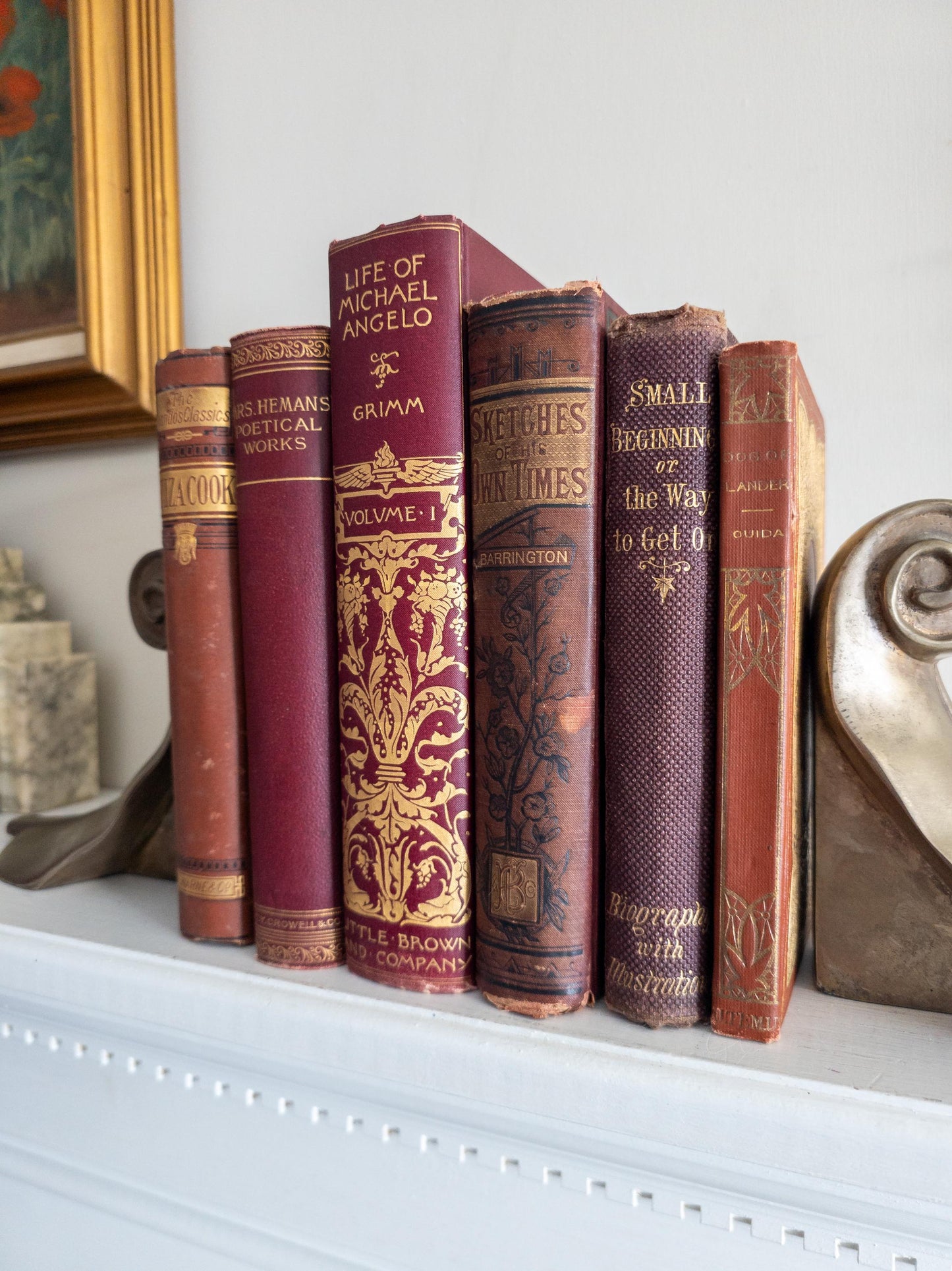 Red and gold antique books (Set of 6)