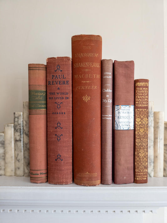 Vintage Red and Purple Hardcover Book Set - Home Decor Staging