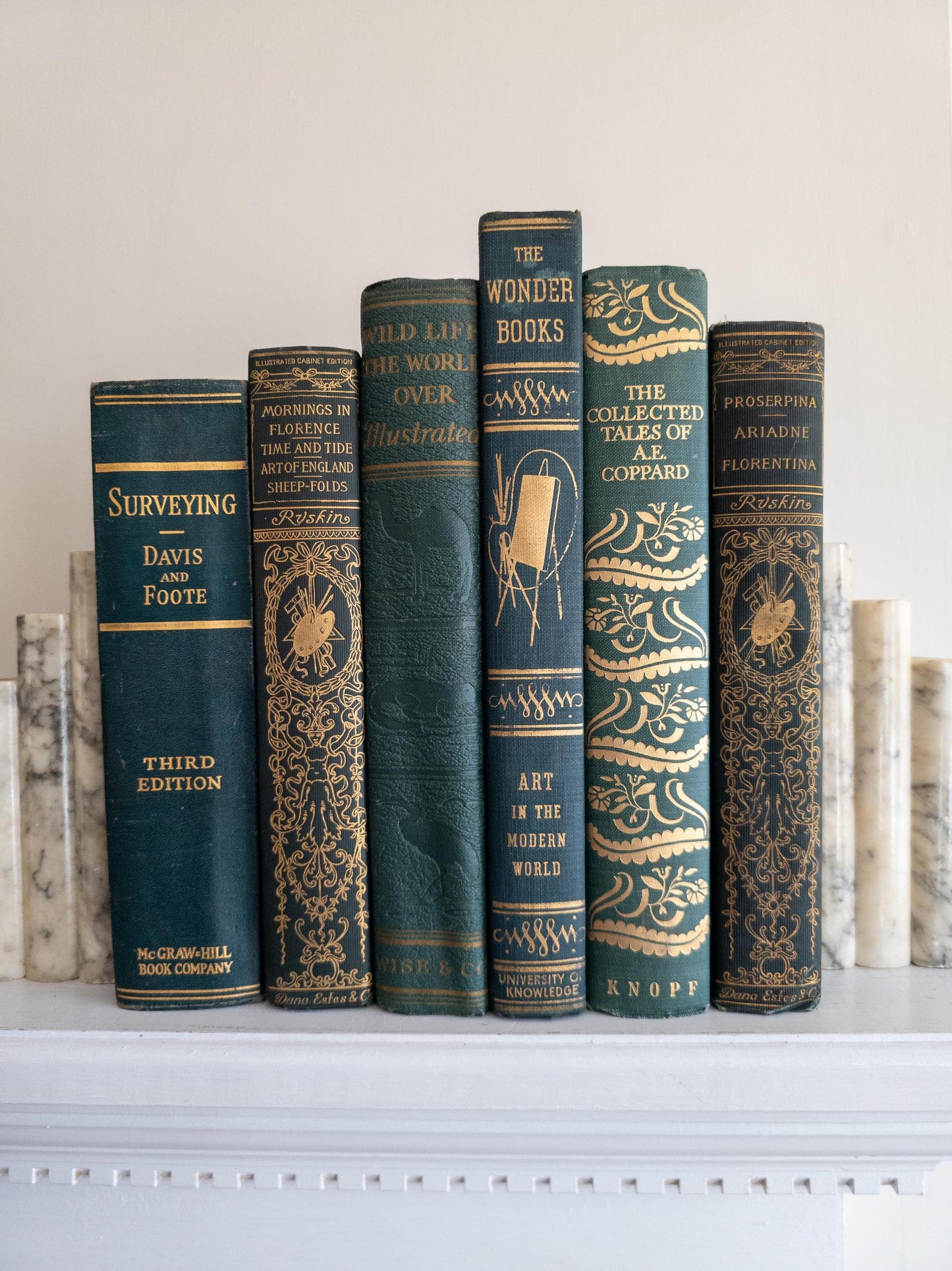 Green & Turquoise Vintage Book Bundle (Set of 6)