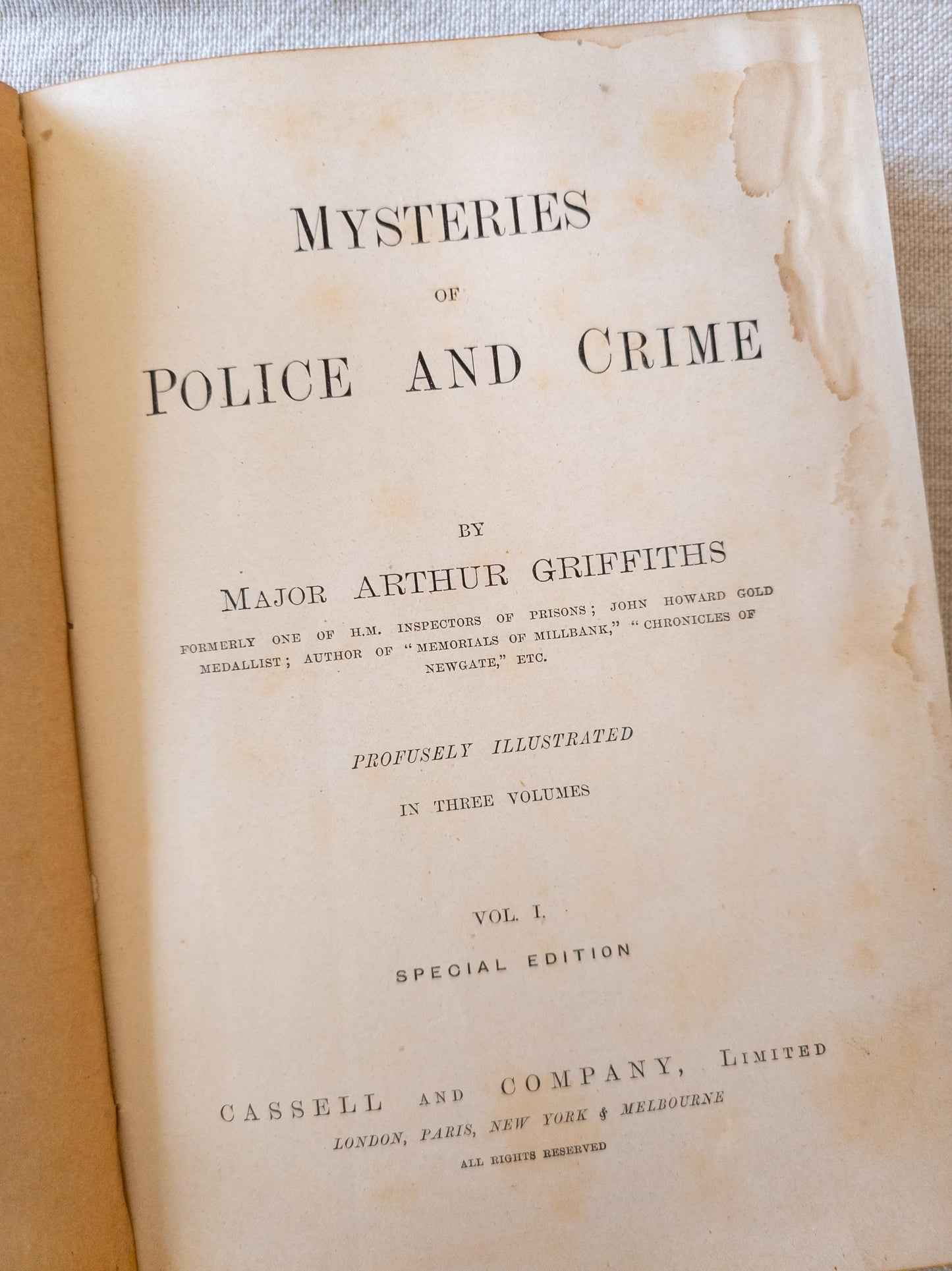 Mysteries of Police and Crime by Major Arthur Griffiths - complete 3 volumes