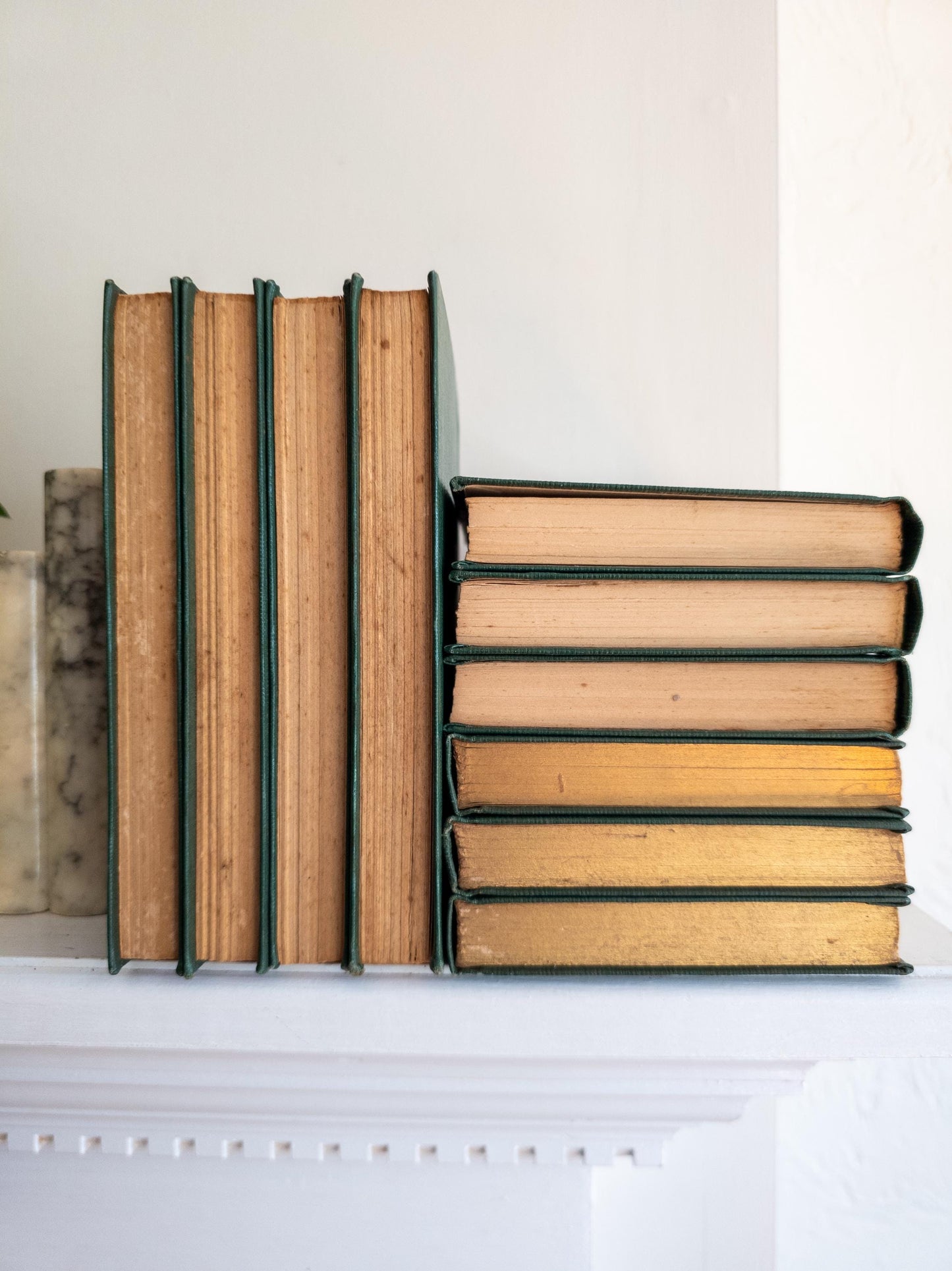 The World's Best 100 Detective Stories - vintage green and gold books