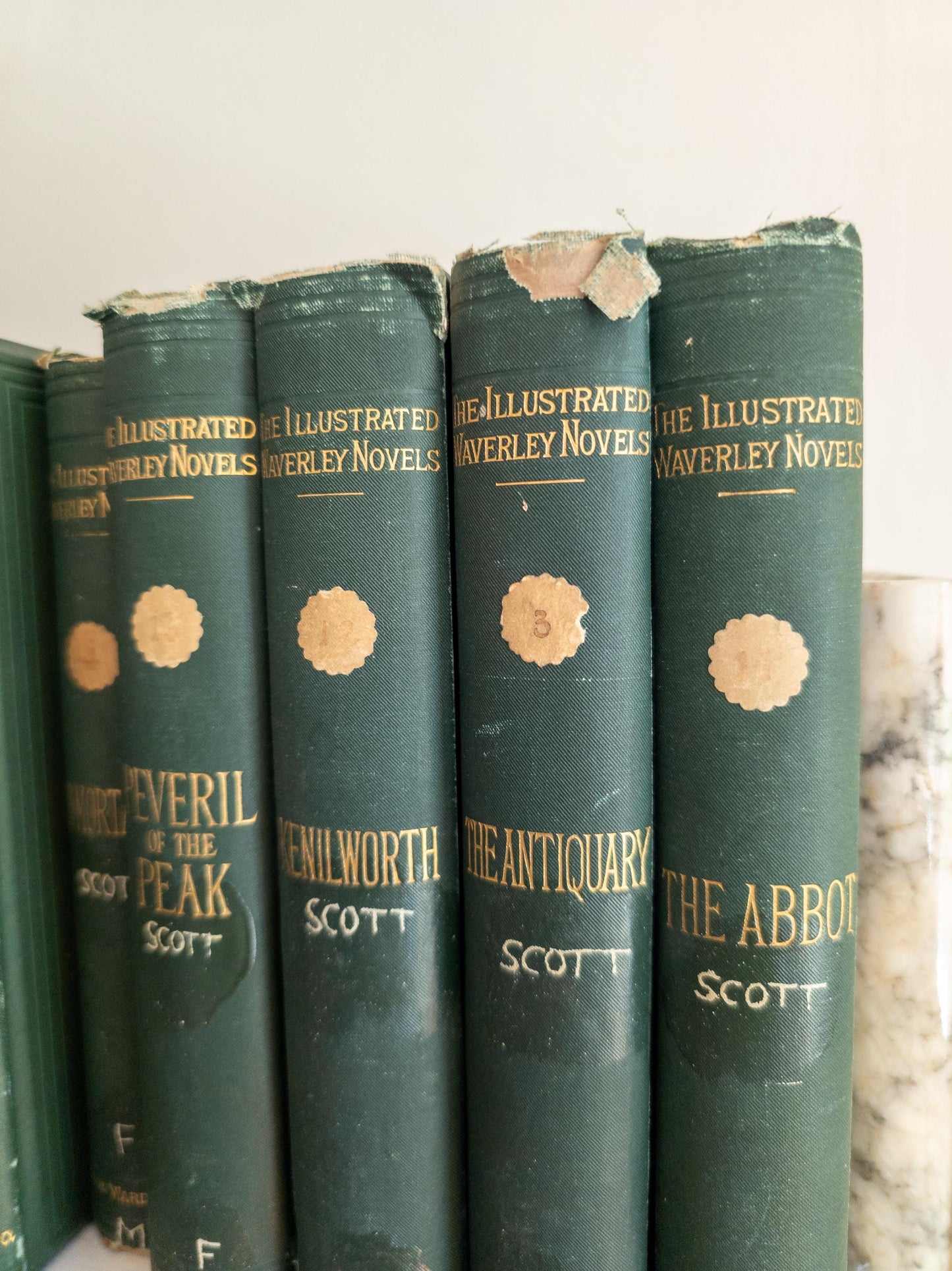 Sir Walter Scott Waverly Novels | green and gold antique books