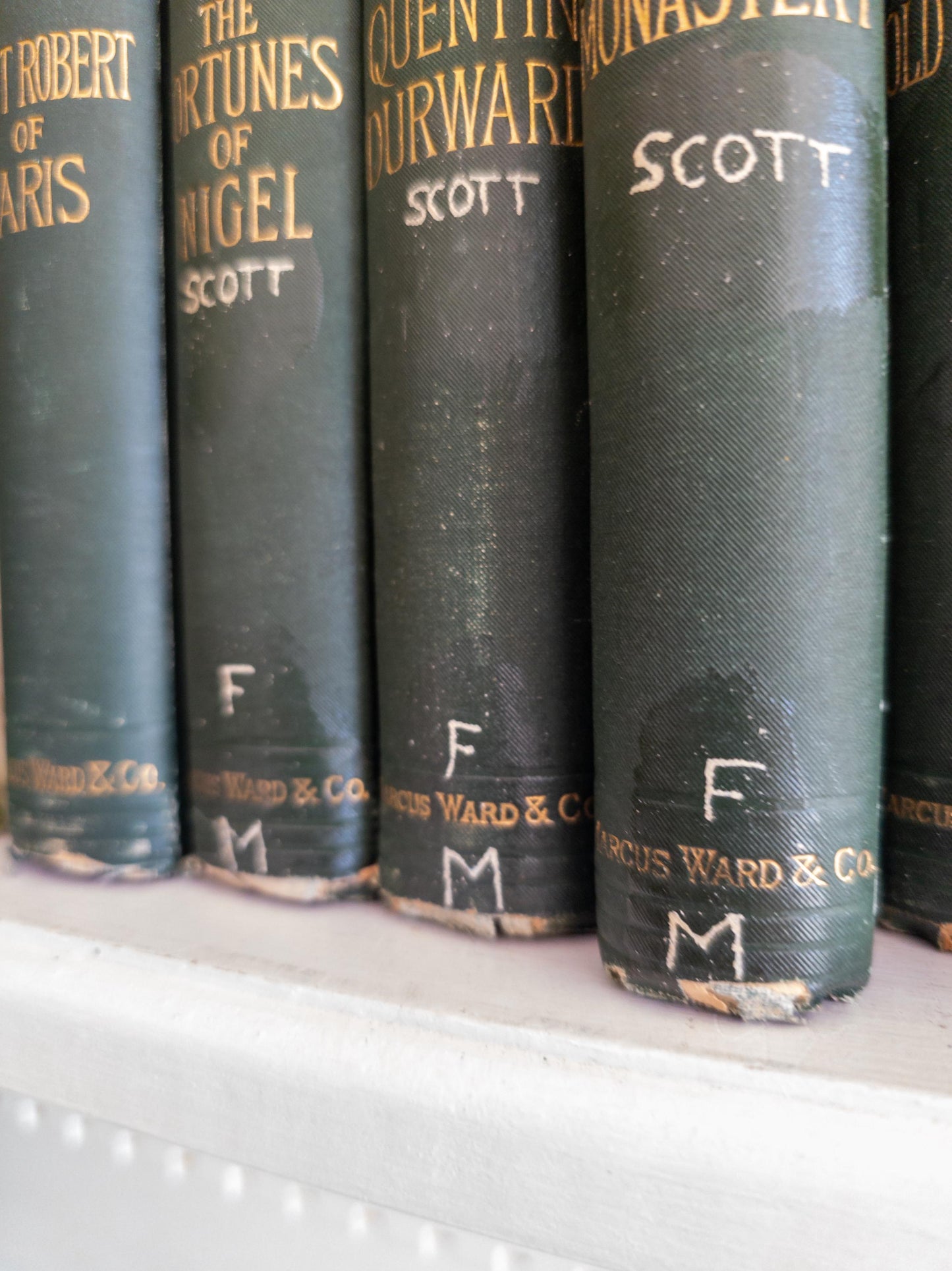 Sir Walter Scott Waverly Novels | green and gold antique books
